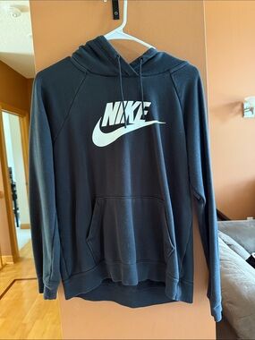 Nike Black Hoodie with White Swoosh Logo